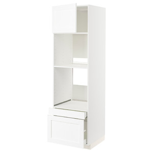 METOD / MAXIMERA Hi cab f ov/combi ov w dr/2 drwrs, white Enköping/white wood effect, 60x60x200 cm