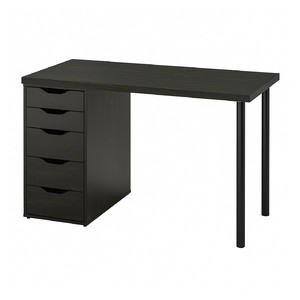 LAGKAPTEN / ALEX Desk, black-brown/black, 120x60 cm