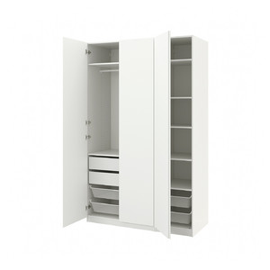 PAX / VIKANES Wardrobe combination, white/white, 150x60x236 cm