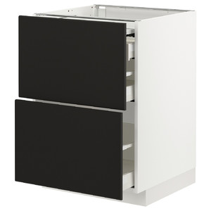 METOD / MAXIMERA Bc w pull-out work surface/3drw, white/Kungsbacka anthracite, 60x60 cm
