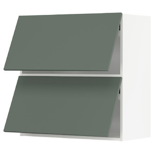 METOD Wall cabinet horizontal w 2 doors, white/Bodarp grey-green, 80x80 cm