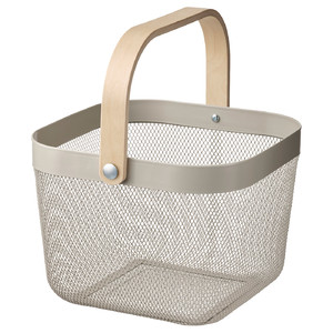 RISATORP Basket, grey-beige, 25x26x18 cm