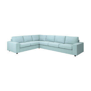 VIMLE Corner sofa, 5-seat, with wide armrests/Saxemara light blue