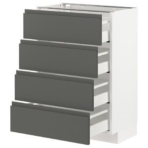 METOD / MAXIMERA Base cab 4 frnts/4 drawers, white/Voxtorp dark grey, 60x37 cm