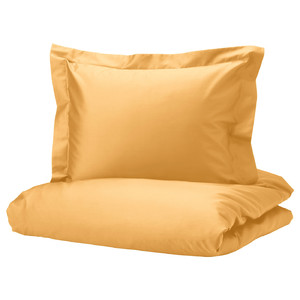 LUKTJASMIN Duvet cover and 2 pillowcases, yellow, 200x200/50x60 cm