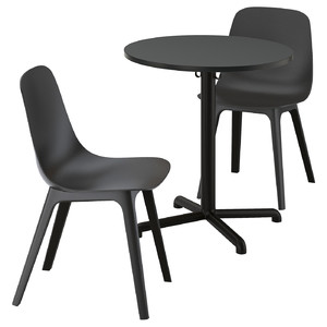 STENSELE / ODGER Table and 2 chairs, anthracite anthracite/anthracite, 70 cm