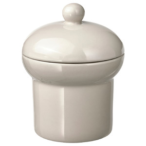 SPINNARHAJ Jar with lid, off-white, 13 cm