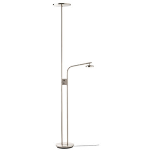 ISJAKT LED floor uplighter/reading lamp, dimmable/nickel-plated, 180 cm