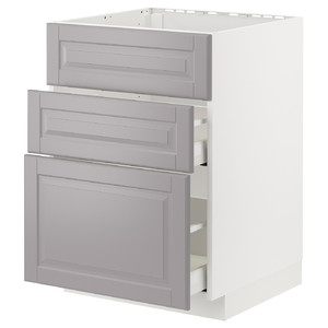 METOD / MAXIMERA Base cab f hob/int extractor w drw, white/Bodbyn grey, 60x60 cm