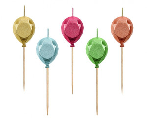 Birthday Picks Candles Balloons, metallic, 5pcs