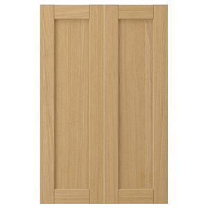 FORSBACKA 2-p door f corner base cabinet set, oak, 25x80 cm