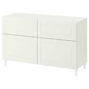 BESTÅ Storage combination w doors/drawers, white, Smeviken/Kabbarp white, 120x42x74 cm