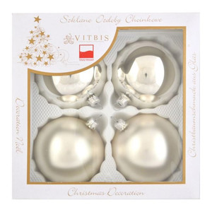 Christmas Baubles 10cm 4pcs, glass, silver