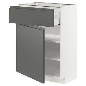 METOD / MAXIMERA Base cabinet with drawer/door, white/Voxtorp dark grey, 60x37 cm