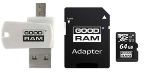 Goodram microSDHC Card 64GB CL10 + Adapter + Card Reader