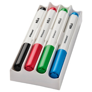 MÅLA Whiteboard pen with holder/eraser, mixed colours