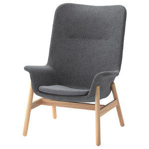 VEDBO High-back armchair, Gunnared dark grey