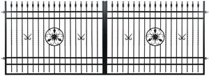 Double Swing Gate 400 x 150 cm, galvanized, black