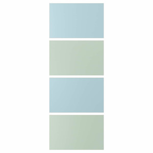 MEHAMN 4 panels for sliding door frame, light blue/light green, 75x201 cm
