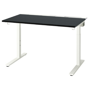 MITTZON Desk, black stained ash veneer/white, 120x80 cm