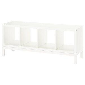 KALLAX Shelving unit with underframe, white/white, 147x59 cm