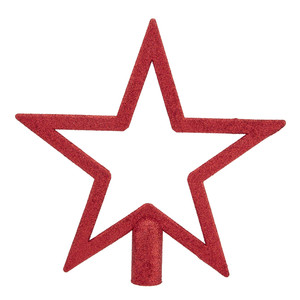Christmas Tree Star Topper 20cm, glitter red