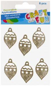 Craft Christmas Self-Adhesive Decoration Set Christmas Baubles 6pcs, gold