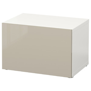 BESTÅ Shelf unit with door, white, Selsviken high-gloss/beige, 60x40x38 cm