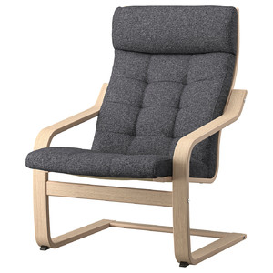 POÄNG Armchair, white stained oak veneer/Gunnared dark grey