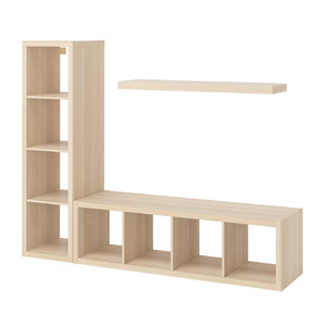 KALLAX / LACK Storage combination with shelf, white stained oak effect, 189x39x147 cm