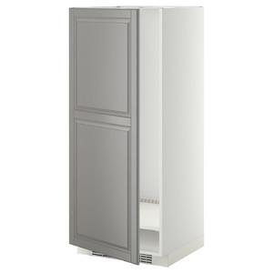 METOD High cabinet for fridge/freezer, white, Bodbyn grey, 60x60x140 cm