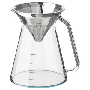 HÖGMODIG Coffee maker for drip coffee, clear glass, stainless steel, 0.6 l