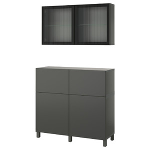 BESTÅ Storage combination w doors/drawers, dark grey Lappviken/Stubbarp/Fällsvik anthracite, 120x42x213 cm