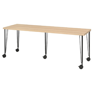 LAGKAPTEN / KRILLE Desk, white stained oak effect black, 200x60 cm