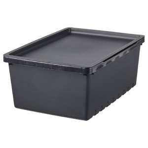 UPPSNOFSAD Storage box with lid, black, 35x25x14 cm/9 l