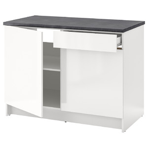 KNOXHULT Base cabinet with doors and drawer, high-gloss white, 120 cm