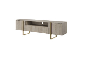 TV Cabinet Verica 200 cm, biscuit oak/gold legs