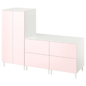 SMÅSTAD / PLATSA Wardrobe, white pale pink/with 2 chest of drawers, 180x57x133 cm