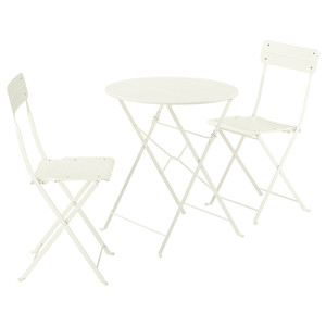 SUNDSÖ Table and 2 folding chairs, outdoor off-white/off-white, 65 cm