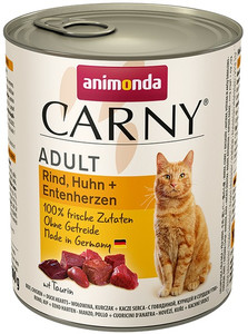 Animonda Carny Adult Cat Food Beef, Chicken & Duck Hearts 800g