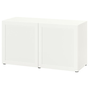 BESTÅ Storage combination with doors, white, Hanviken white, 120x42x65 cm