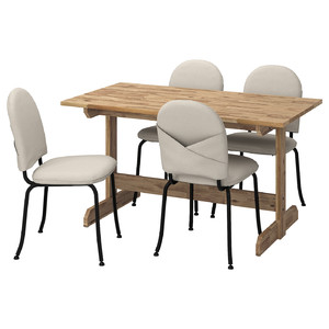 NACKANÄS / EBBALYCKE Table and 4 chairs, acacia/Idekulla beige, 140 cm