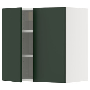 METOD Wall cabinet with shelves/2 doors, white/Havstorp deep green, 60x60 cm