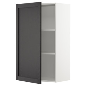 METOD Wall cabinet with shelves, white/Lerhyttan black stained, 60x100 cm