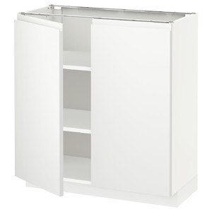 METOD Base cabinet with shelves/2 doors, white/Voxtorp matt white, 80x37 cm