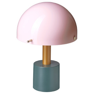 NÖDMAST LED portable lamp, battery operated, light pink/dark grey-green, 26 cm