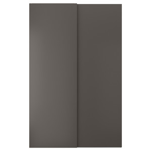 HASVIK Pair of sliding doors, dark grey, 150x236 cm