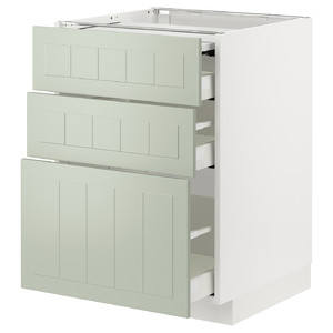 METOD / MAXIMERA Bc w pull-out work surface/3drw, white/Stensund light green, 60x60 cm