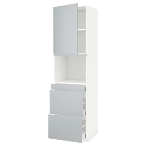 METOD / MAXIMERA Hi cab f micro combi w door/3 drwrs, white/Veddinge grey, 60x60x220 cm