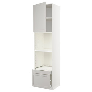 METOD / MAXIMERA Hi cab f ov/combi ov w dr/2 drwrs, white/Lerhyttan light grey, 60x60x220 cm